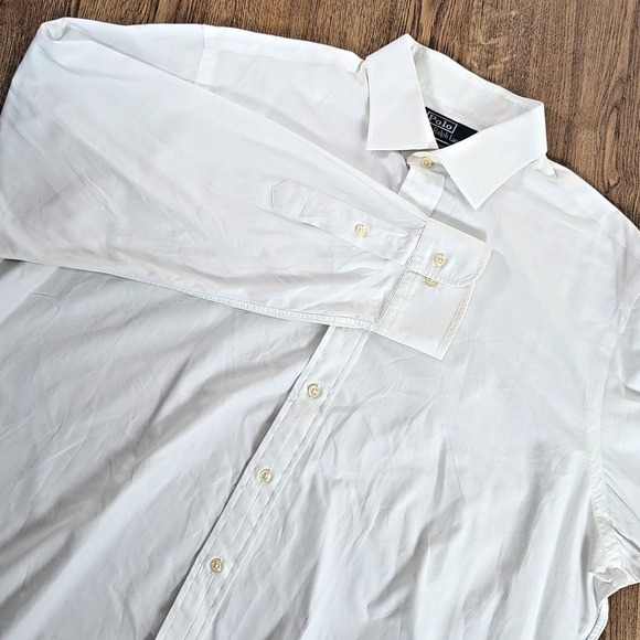 Polo Ralph Lauren Dress Shirt Men-s XL‎ Regent Custom Fit White Logo - 18 36/37